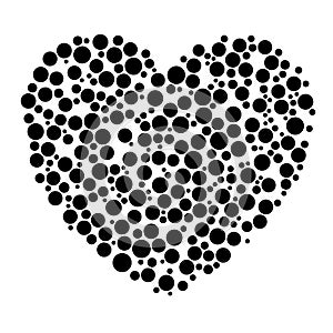 Unique heart element. Heart made of circles. Clip-art for love, affection, marriage heart health concepts