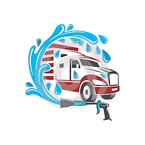 Unique icon of truck wash service