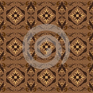 Unique Indonesia batik pattern with dark brown color design