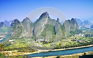 Unique karst landforms and river, guilin in China