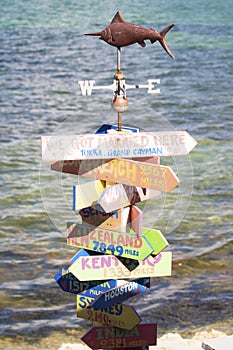 Unique landmark on Grand Cayman Islands with ocean in background