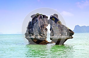 The unique landscape, rock stands in the sea