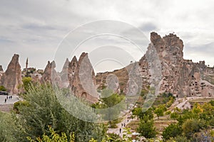 Unique Landscape of Unusual Rock Formations, Cappadocia, Turkey.