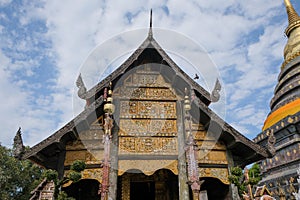 Unique Lanna architecture detail at Wat Phra That Lampang Luang in Lampang province