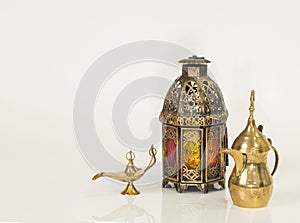 Unique lantern, Arabic coffee pot `Dallah`