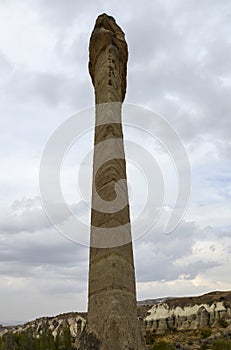 Unique limestone rock formations fairy chimney in the Love Valley in Cappadocia, Turkey