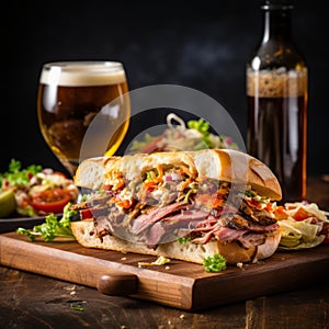 Unique And Lively: Beer And Roast Beef Sammich With Salad