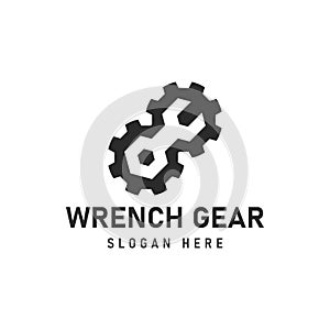 Unique logo combination of gear and wrench