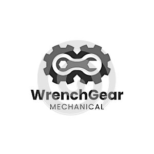 Unique logo combination of gear and wrench