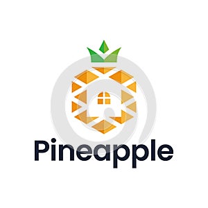 Unique logo combination of pineapple and house