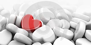 Unique love heart. 3D Illustration, wide background