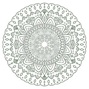 Unique mandala design. Round ornamental pattern for coloring book pages. Circle ornament for henna tattoo design.