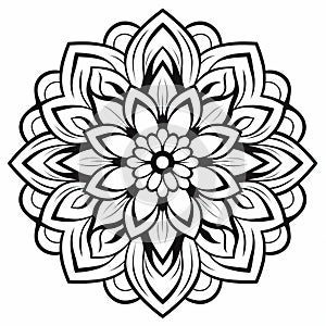 Unique Mandala Flower Coloring Page - Black And White Download