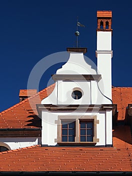 Unique medieval roof with chimney