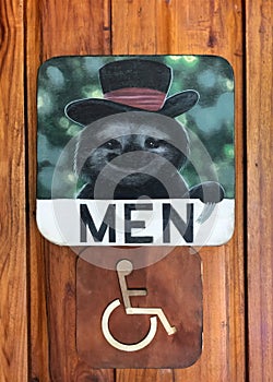 Unique men\'s restroom door sign