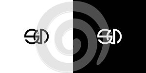 Unique and modern letter SN initials logo design
