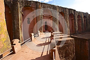 Unique monolithic rock-hewn church, Lalibela, Ethiopia. UNESCO World Heritage site.