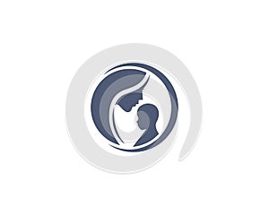 Unique Mother And Baby Stylized Vector Symbol Design.