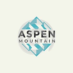 Unique mountain aspen logo, simple natural forest mountain vector illustration