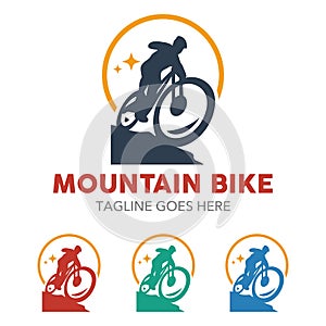 Unique Mountain Bike Illustration Logo photo