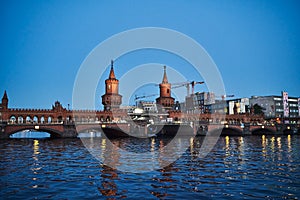 Unique OberbaumbrÃ¼cke bridge in Berlin Kreuzhain