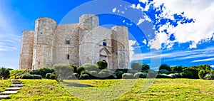 Unique octagonal castle Castel del Monte,Puglia,Italy.