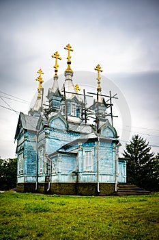 The unique old wooden church in the village Larga. Moldova. Biserica de lemn photo