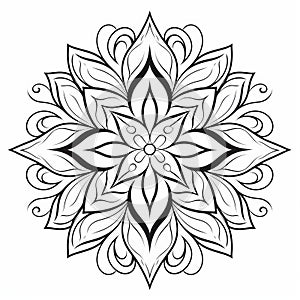 Unique Oriental Flower Coloring Page With Serene Symmetry
