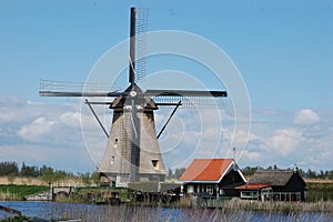 Unique panoramic view on windmills in Kinderdijk, Holland photo