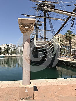 Unique park , beach, summer, yachts in port of Alicante