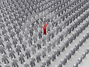 Unique person in crowd.