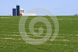 Unique Perspective of Dairy Farm and Hay Field photo