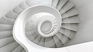 A unique perspective of a spiral staircase with its metallic framework creating an eyecatching focal point against the