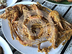 A unique Phuket cripsy fried shrimps with \