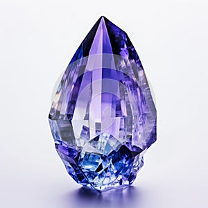 Unique Purple Blue Crystal Teardrop On White - Stock Photo photo