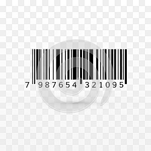 Unique realistic bar code. Striped identification information about product. Vector illustration