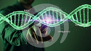 Unique research and development innovation concept in biotechnology science
