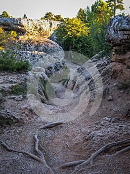 Unique rock formations in enchanted city of Cuenca, Castilla la