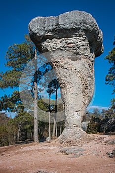 Unique rock formations in enchanted city of Cuenca, Castilla la