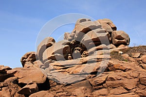 Unique rock formations at the Granit Rose coast