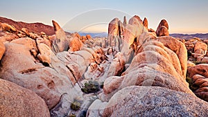 Unique rock formations at Joshua Tree National Park.