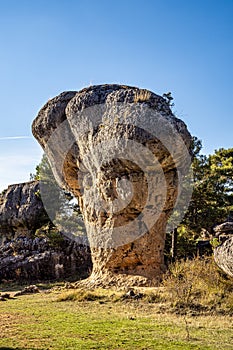 Unique rock formations in La Ciudad Encantada or Enchanted City near Cuenca, Spain, Castilla la Mancha
