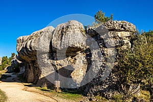 Unique rock formations in La Ciudad Encantada or Enchanted City near Cuenca, Spain, Castilla la Mancha