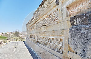 The unique ruins of Mitla, in Oaxaca, Mexico, was a Zapotec and Mixtec city known for its beautiful carved patterns photo