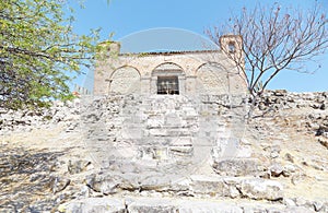 The unique ruins of Mitla, in Oaxaca, Mexico, was a Zapotec and Mixtec city known for its beautiful carved patterns photo