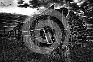 Unique rusty steam locomotive