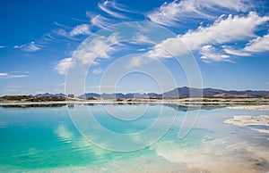 Unique salt lake scenery in China