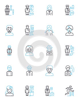 Unique self linear icons set. Individuality, Authenticity, Uniqueness, Originality, Distinctiveness, Singular, Exclusive