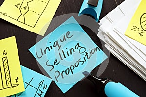 Unique Selling Proposition USP concept, marketing reports. photo