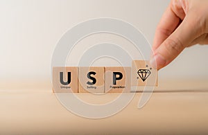 Unique selling proposition (USP), marketing strategy concept.